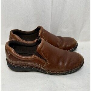 Thom McAn Shoes Womens 9 Slip On Loafers Brown Leather Round Toe Casual Low